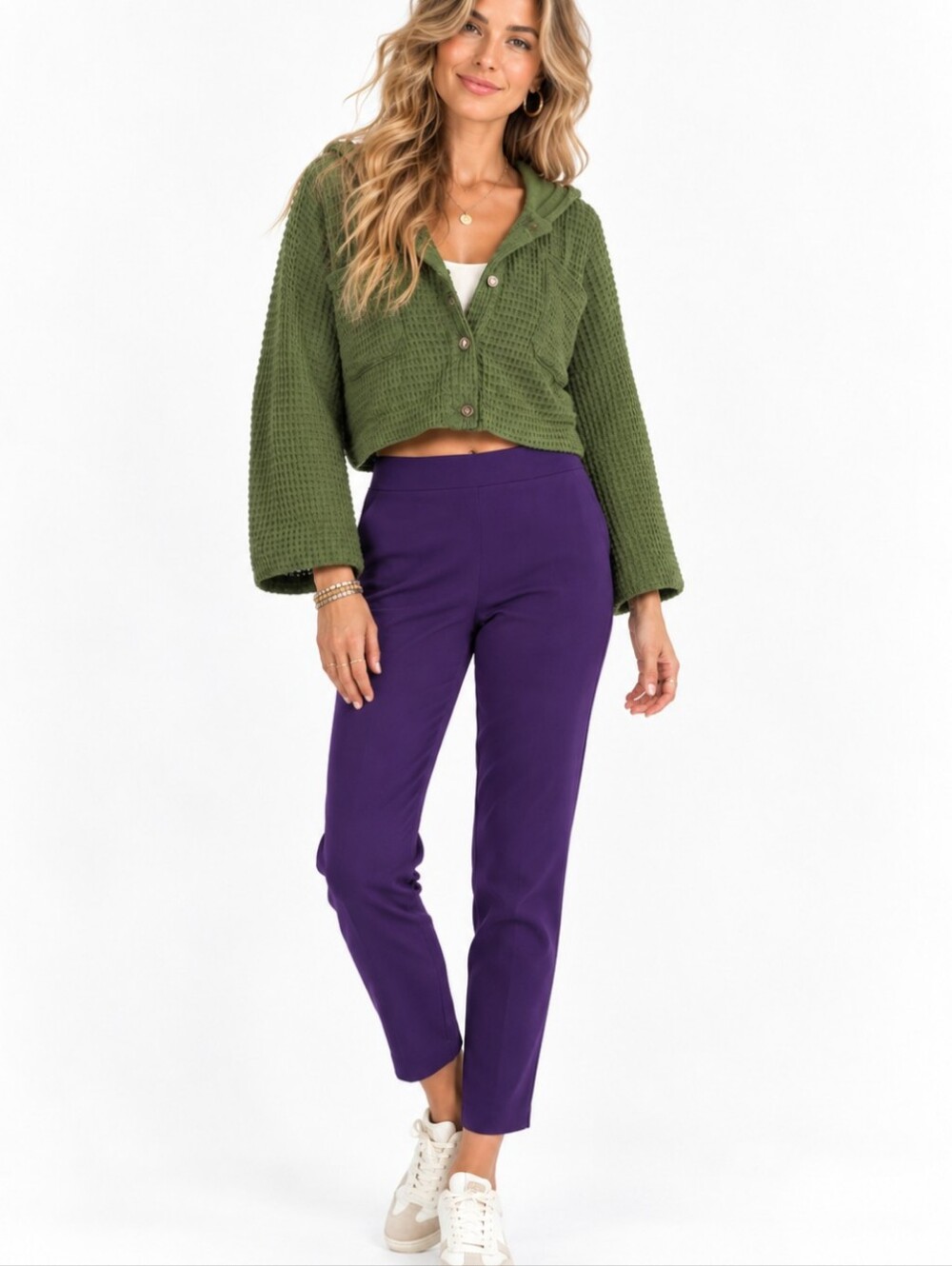 New Purple Ponte Knit Leggings Slimming Travel Modern Sleek NWT Sz S